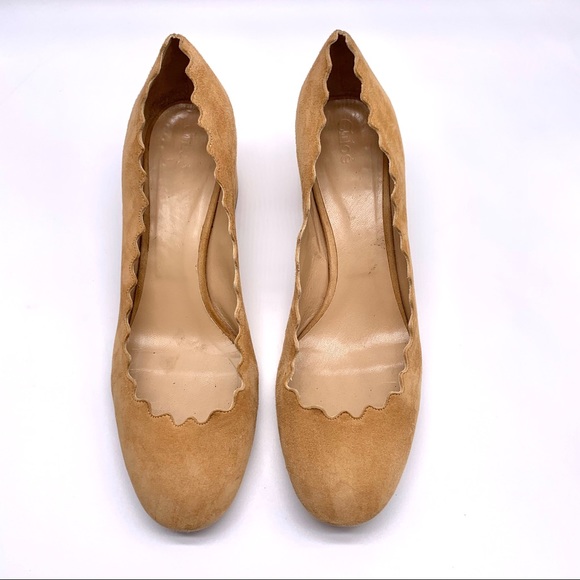 CHLOE Lauren Scalloped Suede Pumps - Picture 3 of 7